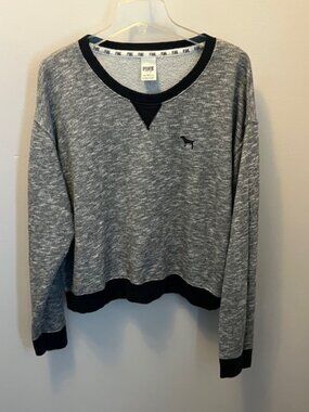 Women's PINK Victoria's Secret SweatShirt, Size L, Gray, Long Sleeve, Ex Con!